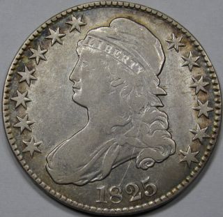 1825 Capped Bust Half Dollar Extra Fine Rim Tone RARE