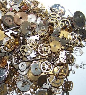 150 Lot 10g Old Steampunk Watch Parts Pieces Vintage Antique Gears