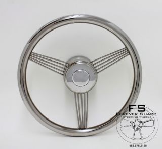 14 Stainless Steel Banjo Style Wheel w Horn Button Installation Kit