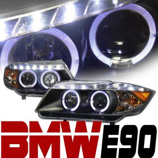 Blk DRL LED Halo Rims Projector Head Lights Lamps Signal 05 06 08 BMW