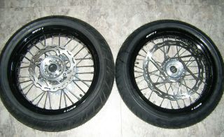 Supermoto Wheels with Tires 17 Honda CR CRF 250 450 with Brake Rotors