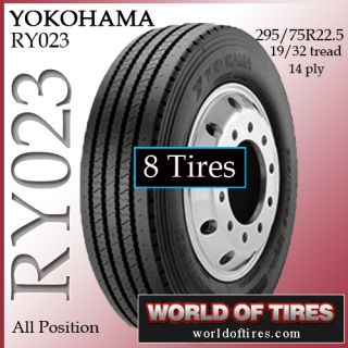 Tires Yokohama RY023 295 75R22 5 14 Ply Tire Semi Truck Tires 22 5LP