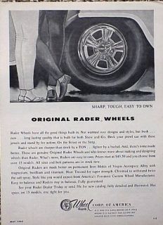 1965 Rader Wheel Rim Mag Original Vintage Ad C My Store