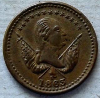 1863 Civil War Token F 118 418A Error Coin G Washington Peace Forever