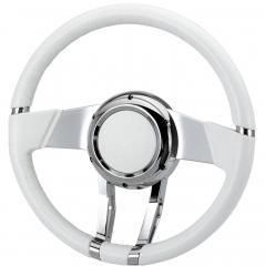 Flaming River Waterfall Steering Wheel White Italian Leather Wrap