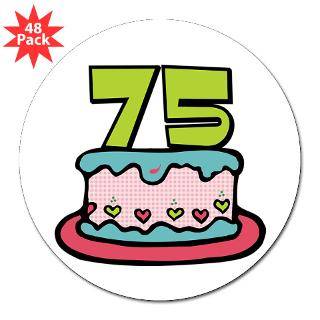 75th Birthday Cake 3 Lapel Sticker (48 pk)