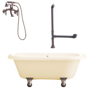 Giagni LP1 ORB B Portsmouth Cannonball Foot Dual Tub, Drain & Faucet with Hand S