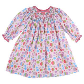 Petit Ami Toddler Girls Pink Smock collared Dress Final Sale