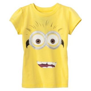 Despicable Me Infant Toddler Girls Short Sleeve Minion Face Tee   Yellow 3T