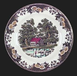 Royal (USA) Fair Oaks Dinner Plate, Fine China Dinnerware   Green&Yellow Floral