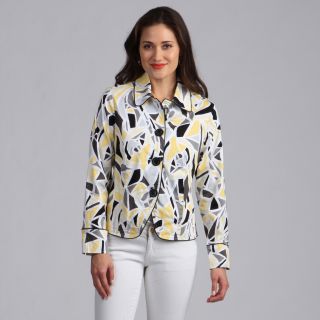 Live A Little Womens Geometrci Printed Lightweight Jacket