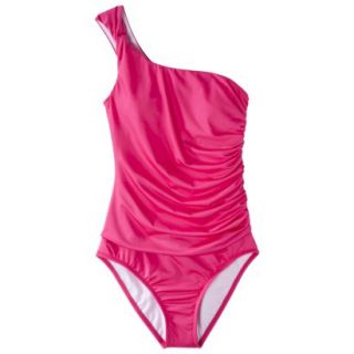 Clean Water Womens 1 Piece One Shoulder Swimsuit  Pink M