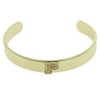 Womens P Initial Cuff Bracelet   Gold/Clear