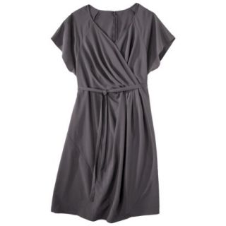 Mossimo Womens Plus Size Short Sleeve Wrap Dress   Mist Gray 3