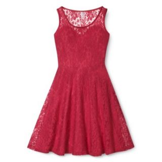 Xhilaration Juniors Lace Fit & Flare Dress   Coral M(7 9)