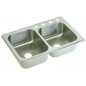 Elkay MTZ ESE250 4H Firesale ESE250 4H Double Bowl Sink, Small Bowl on Right, 4
