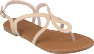 Womens Journee Collection Flat T strap Sandals   Nude Casual Shoes