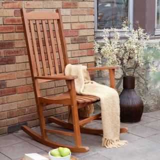 Coral Coast Indoor/Outdoor Mission Slat Rocking Chair   Natural Multicolor  
