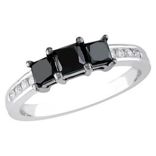 1 Carat Black & White Diamond in 10K White Gold Engagement Ring
