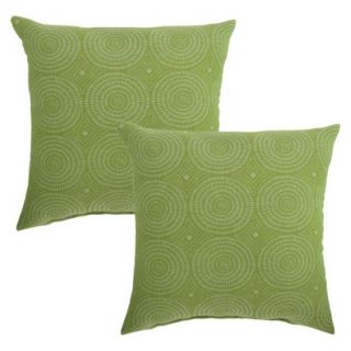 Threshold 2 Piece Square Outdoor Toss Pillow Set   Lime Circles