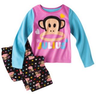 Paul Frank For Target Girls 2 Piece Fleece Long Sleeve Pajama Set   Black 6