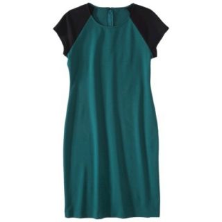 Mossimo Petites Short Sleeve Ponte Dress   Teal/Black LP