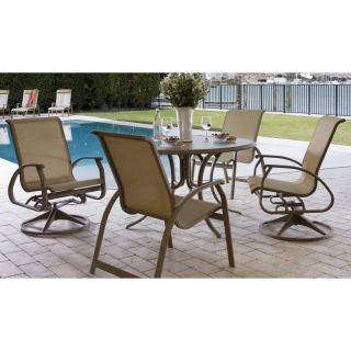 Telescope Casual Cape May Sling Patio Dining Set   Seats 4 Graphite Talc  