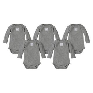 Burts Bees Baby Newborn Neutral 5 Pack Long sleeve Bodysuit   Grey 18 M
