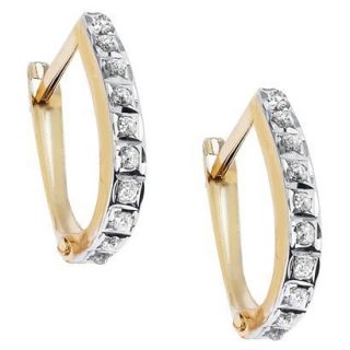 14Kt. Yellow Gold Diamond Accent Oval Hinged Hoop Earrings   Yellow
