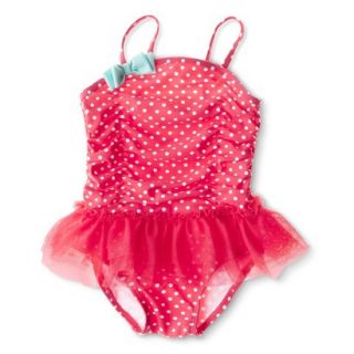 Circo Infant Toddler Girls 1 Piece Tutu Swimsuit   Coral 18 MONTHS