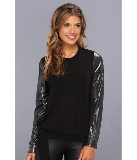 Tbags Los Angeles Sweater Top w/ Metallic Silver Sleeve Womens Sweater (Multi)
