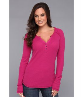 Lucky Brand Celine Henley Thermal Womens T Shirt (Purple)