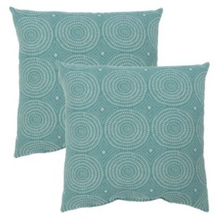 Threshold 2 Piece Square Outdoor Toss Pillow Set   Turquoise Circles