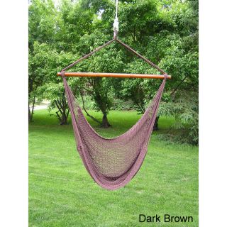 Deluxe Extra Large Soft Hammock Swing Chair (Tan or brownExtra large rope is luxuriously comfortable. Solid wood spreader bar and varnished for weather resistance Weight capacity 250 pounds Bed size over 40 inches wide, easily stretch over 5 feet  )