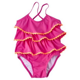 Circo Infant Toddler Girls Ruffle 1 Piece Swimsuit   Pink 3T
