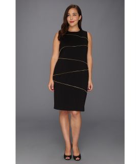 Calvin Klein Plus Size Sheath Zigzag Dress Womens Dress (Black)