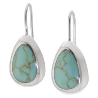 Sterling Silver Tear Drop Earrings with Inlay   Turquoise