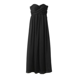 TEVOLIO Womens Satin Strapless Maxi Dress   Ebony   4