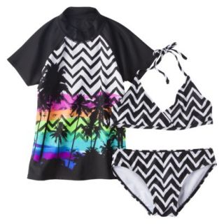 Xhilaration Girls Rashguard Swimsuit Set   S
