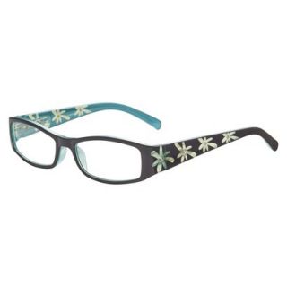 ICU Blue Etched Floral Rhinestones Reading Glasses with Case   +1.25