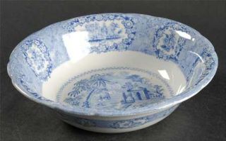 Ridgway (Ridgways) Oriental (Blue, Gold Trim) 7 Round Vegetable Bowl, Fine Chin