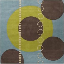 Hand tufted Contemporary Multi Colored Geometric Circles Mayflower Wool Abstract Rug (99 Square)