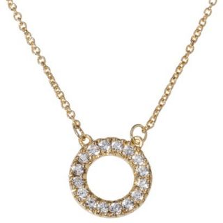 Circle Pendant Necklace with Crystals   Gold/Clear