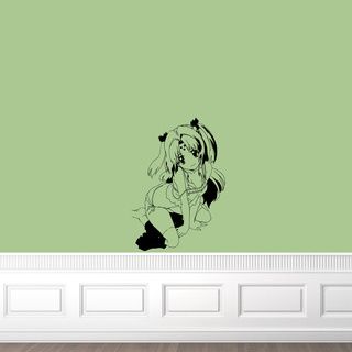 Japanese Manga Little Girl Swimsuit Vinyl Wall Sticker (Glossy blackEasy to applyInstructions includedDimensions 25 inches wide x 35 inches long )