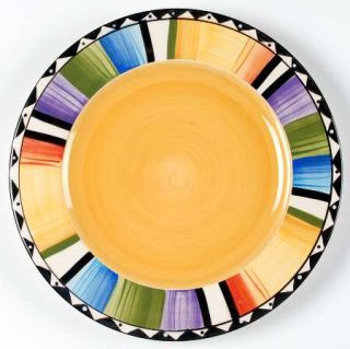 Gibson Designs Fandango Dinner Plate, Fine China Dinnerware   Multicolor Striped