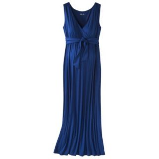 Merona Maternity Sleeveless Tie Waist Maxi Dress   Blue L