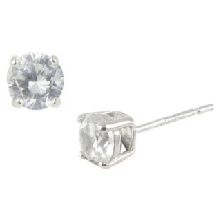 Sterling Silver Plated Round Cubic Zirconia Button Earrings