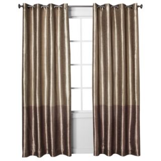 Threshold Banded Faux Silk Window Panel   Brown (54x95)