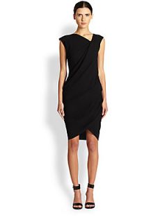 Helmut Lang Asymmetrical Draped Dress   Black