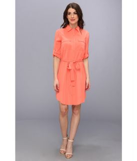 Calvin Klein Poly CDC Shirt Dress Womens Dress (Pink)